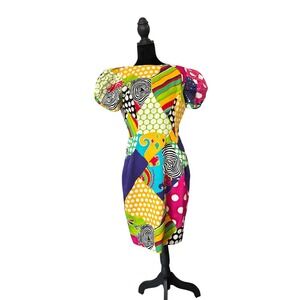80s Vintage Morton Myles for The Warrens Graphic Art Dress Maximalist
